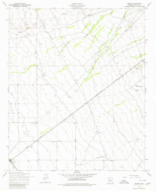 Classic USGS Magma Arizona 7.5'x7.5' Topo Map Image