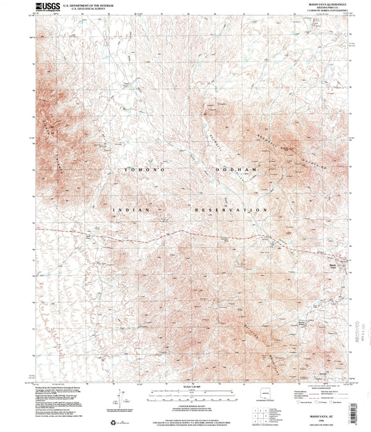 Classic USGS Maish Vaya Arizona 7.5'x7.5' Topo Map Image
