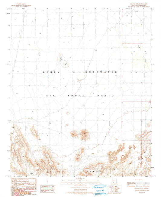 Classic USGS Malpais Hill Arizona 7.5'x7.5' Topo Map Image