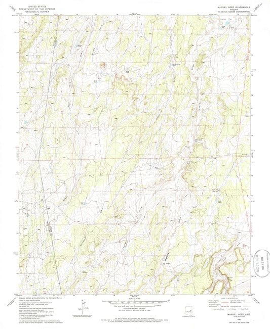 Classic USGS Manuel Seep Arizona 7.5'x7.5' Topo Map Image