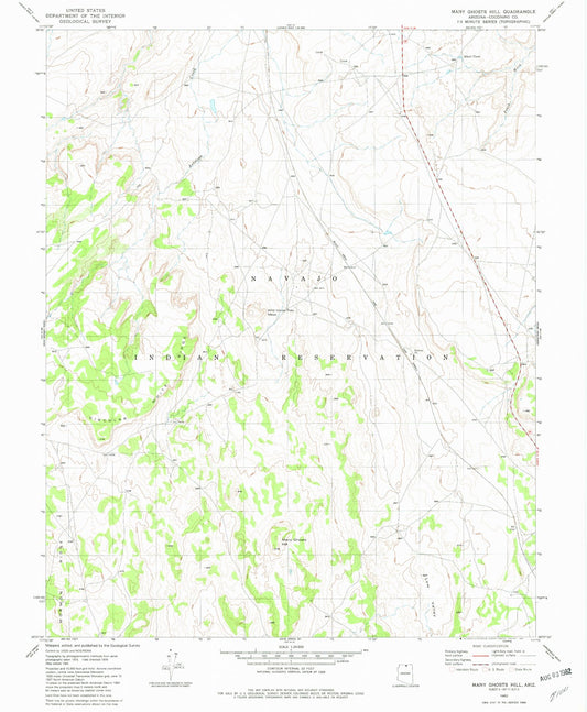Classic USGS Many Ghosts Hill Arizona 7.5'x7.5' Topo Map Image