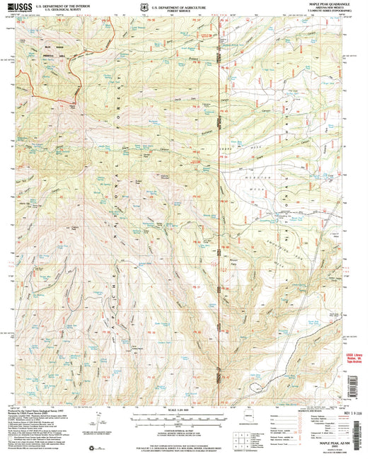 Classic USGS Maple Peak Arizona 7.5'x7.5' Topo Map Image