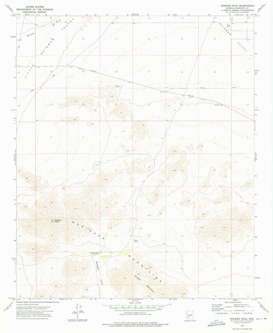 Classic USGS Margies Peak Arizona 7.5'x7.5' Topo Map Image
