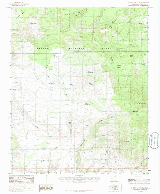 Classic USGS Martin Mountain Arizona 7.5'x7.5' Topo Map Image