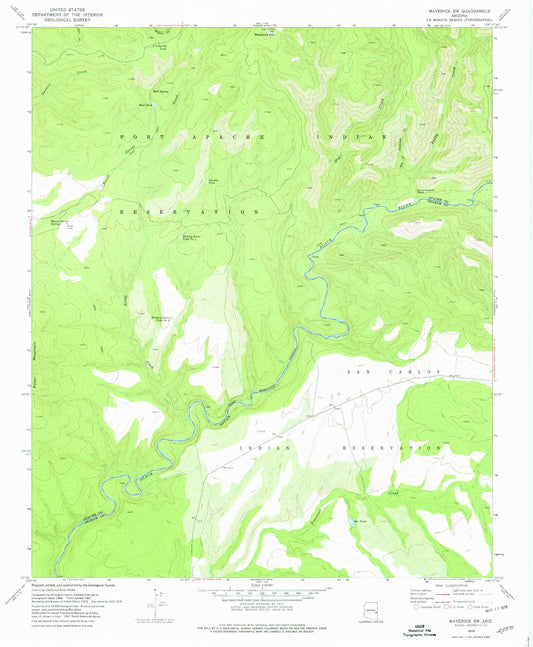 Classic USGS Maverick SW Arizona 7.5'x7.5' Topo Map Image