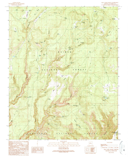 Classic USGS May Tank Pocket Arizona 7.5'x7.5' Topo Map Image