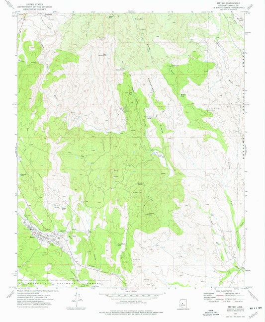 Classic USGS Mayer Arizona 7.5'x7.5' Topo Map Image