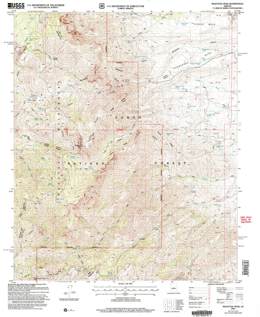 Classic USGS Mazatzal Peak Arizona 7.5'x7.5' Topo Map Image