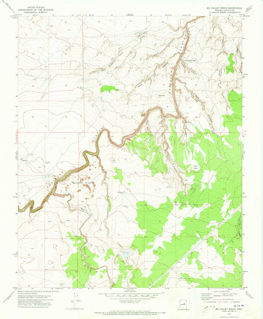 Classic USGS McCauley Sinks Arizona 7.5'x7.5' Topo Map Image