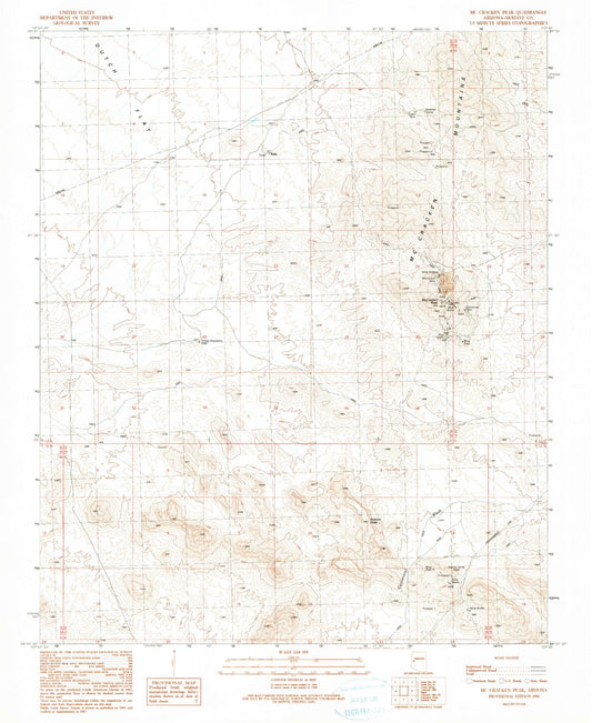 Classic USGS McCracken Peak Arizona 7.5'x7.5' Topo Map Image