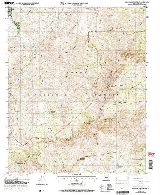Classic USGS McDonald Mountain Arizona 7.5'x7.5' Topo Map Image