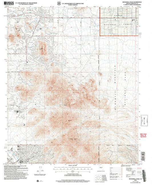 Classic USGS McDowell Peak Arizona 7.5'x7.5' Topo Map Image