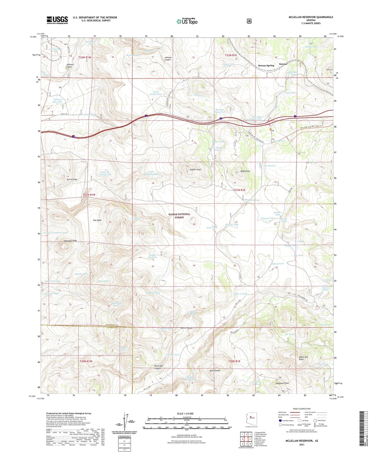 McLellan Reservoir Arizona US Topo Map Image