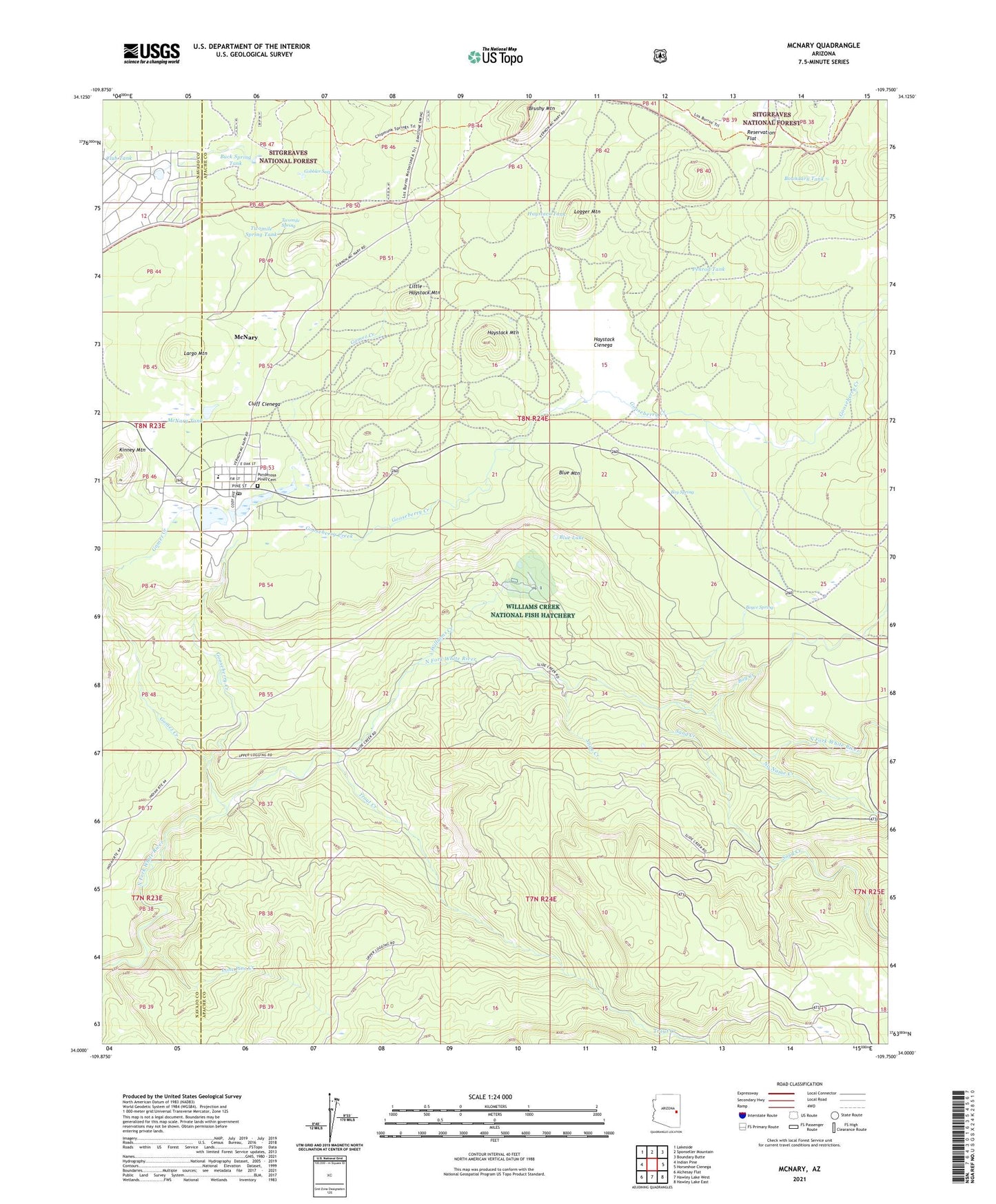 McNary Arizona US Topo Map Image