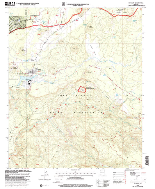 Classic USGS McNary Arizona 7.5'x7.5' Topo Map Image
