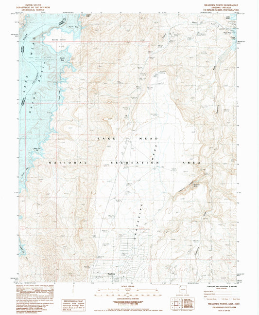 Classic USGS Meadview North Arizona 7.5'x7.5' Topo Map Image
