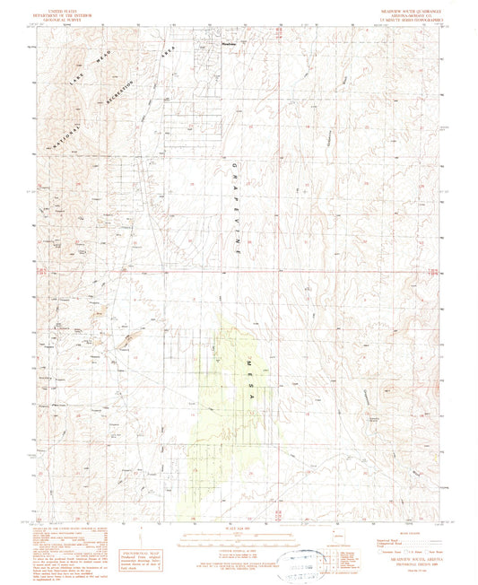 Classic USGS Meadview South Arizona 7.5'x7.5' Topo Map Image