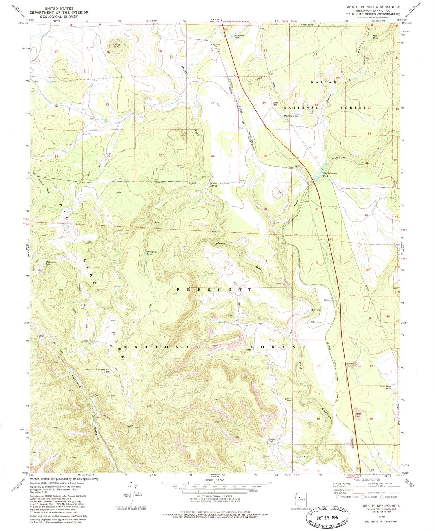 Classic USGS Meath Spring Arizona 7.5'x7.5' Topo Map Image