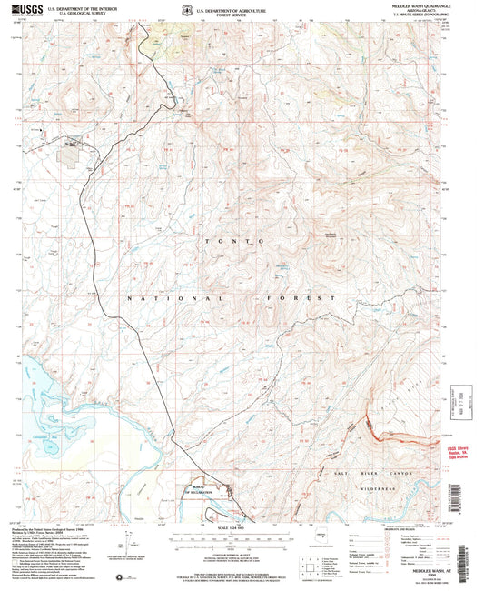 Classic USGS Meddler Wash Arizona 7.5'x7.5' Topo Map Image