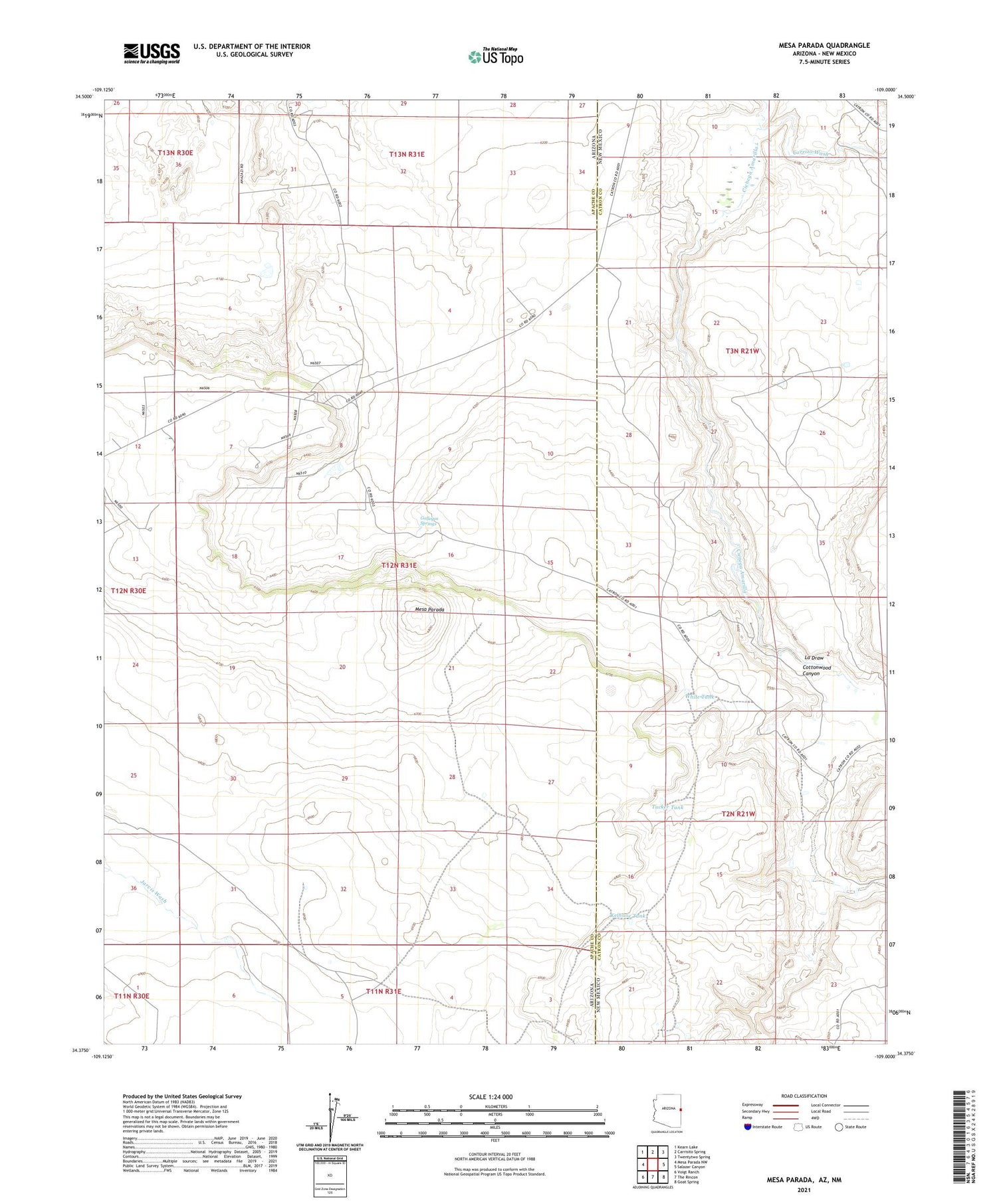 Mesa Parada Arizona US Topo Map Image