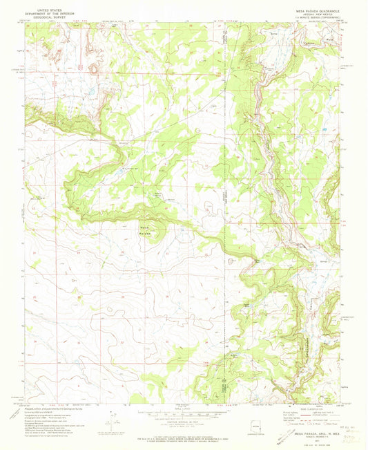 Classic USGS Mesa Parada Arizona 7.5'x7.5' Topo Map Image