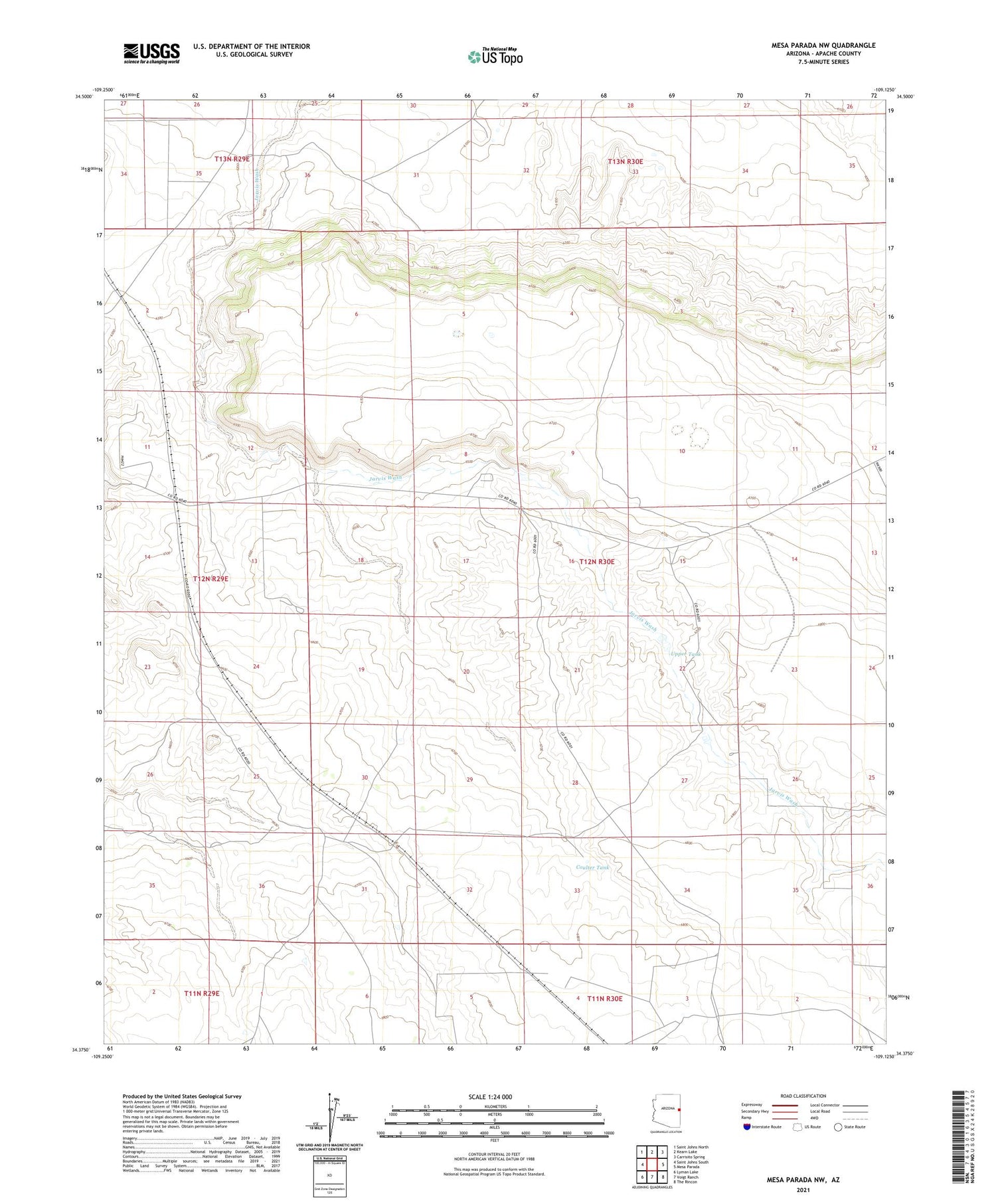 Mesa Parada NW Arizona US Topo Map Image