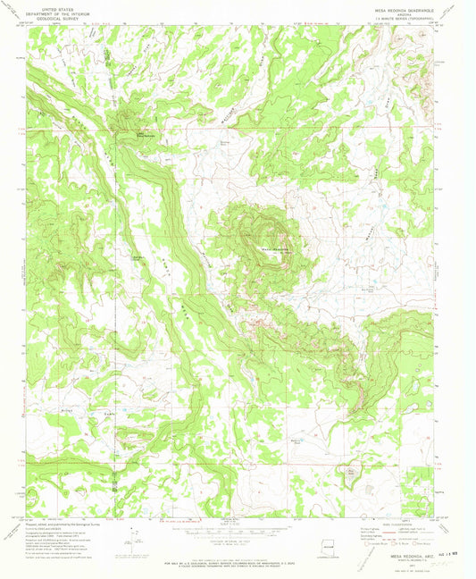 Classic USGS Mesa Redonda Arizona 7.5'x7.5' Topo Map Image