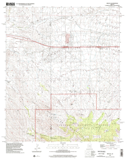 Classic USGS Mescal Arizona 7.5'x7.5' Topo Map Image