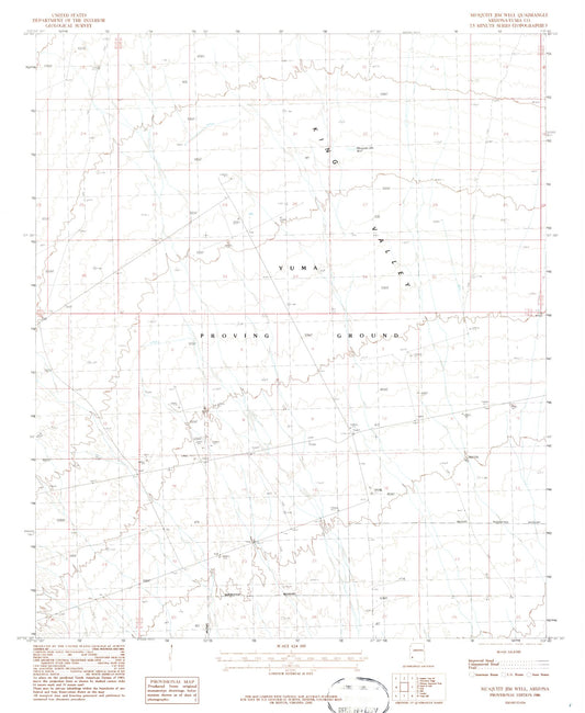 Classic USGS Mesquite Jim Well Arizona 7.5'x7.5' Topo Map Image
