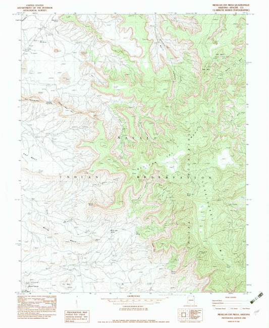 Classic USGS Mexican Cry Mesa Arizona 7.5'x7.5' Topo Map Image