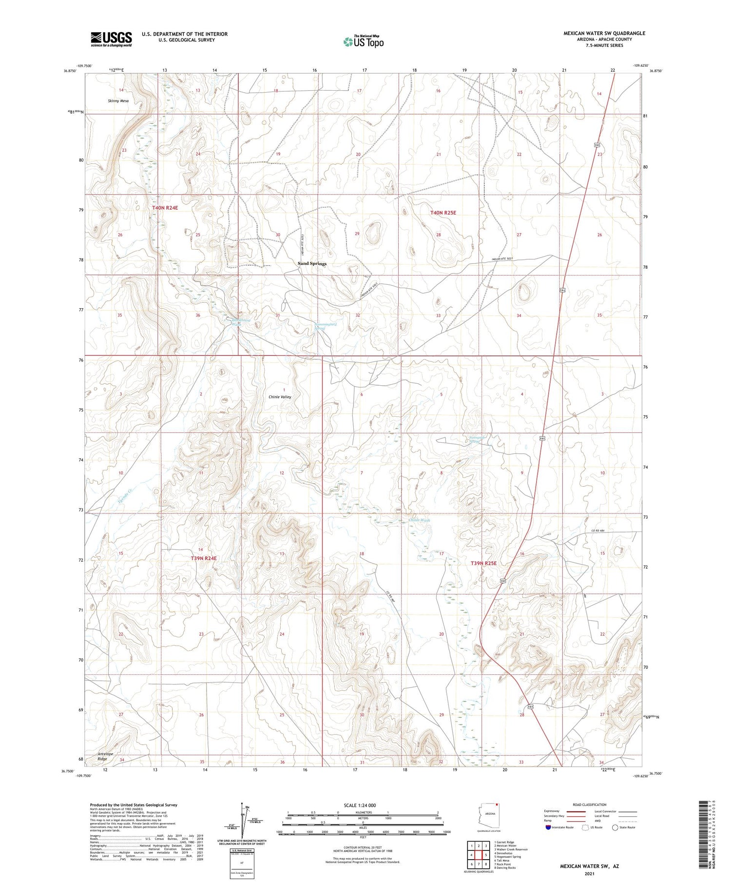 Mexican Water SW Arizona US Topo Map Image