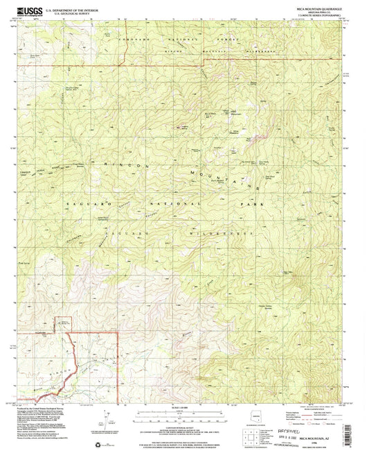 Classic USGS Mica Mountain Arizona 7.5'x7.5' Topo Map Image