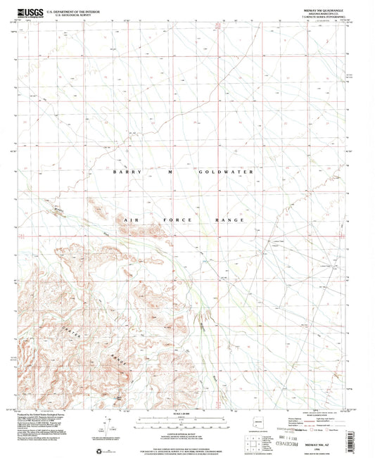 Classic USGS Midway NW Arizona 7.5'x7.5' Topo Map Image