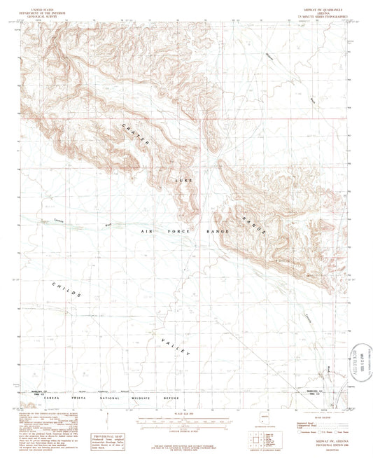 Classic USGS Midway SW Arizona 7.5'x7.5' Topo Map Image