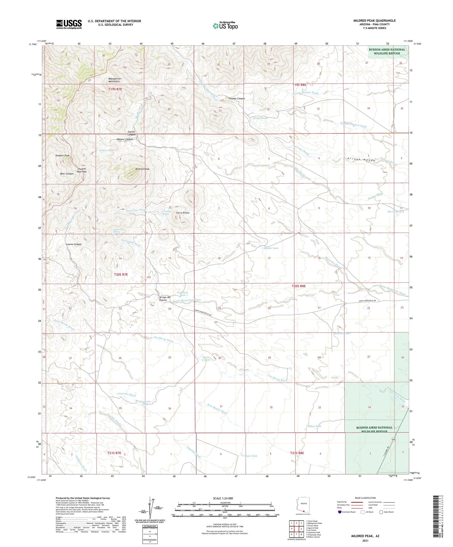 Mildred Peak Arizona US Topo Map Image