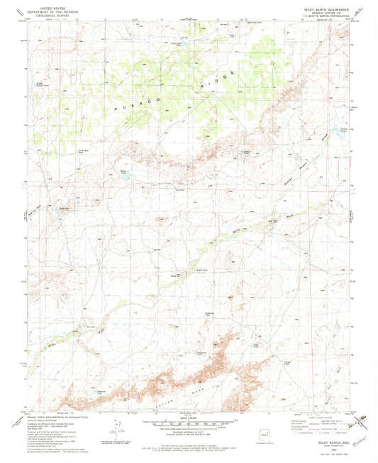Classic USGS Milky Ranch Arizona 7.5'x7.5' Topo Map Image