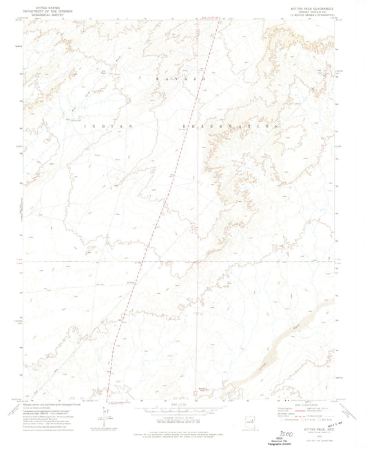 Classic USGS Mitten Peak Arizona 7.5'x7.5' Topo Map Image