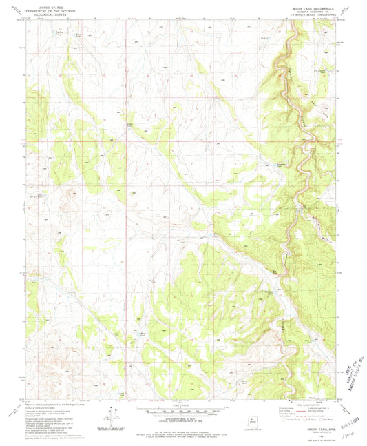 Classic USGS Mixon Tank Arizona 7.5'x7.5' Topo Map Image