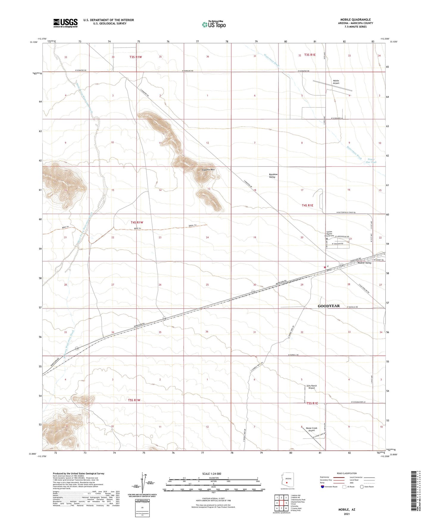 Mobile Arizona US Topo Map Image