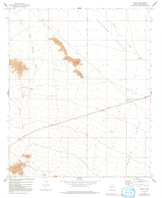 Classic USGS Mobile Arizona 7.5'x7.5' Topo Map Image