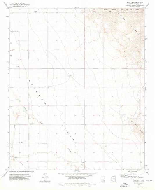 Classic USGS Mobile NE Arizona 7.5'x7.5' Topo Map Image