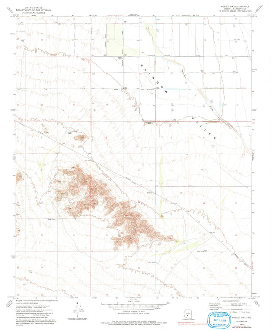 Classic USGS Mobile NW Arizona 7.5'x7.5' Topo Map Image