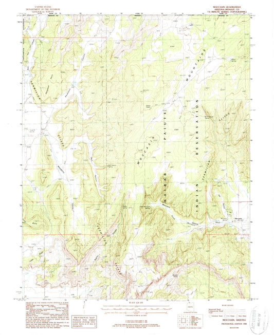 Classic USGS Moccasin Arizona 7.5'x7.5' Topo Map Image
