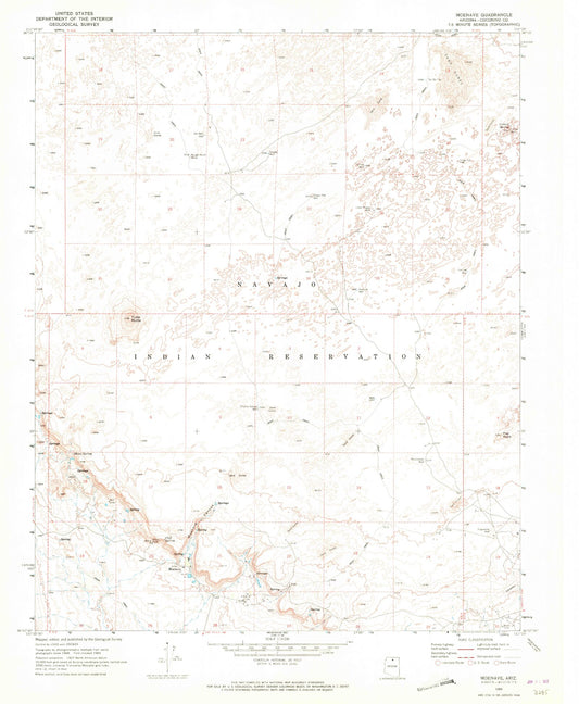 Classic USGS Moenave Arizona 7.5'x7.5' Topo Map Image