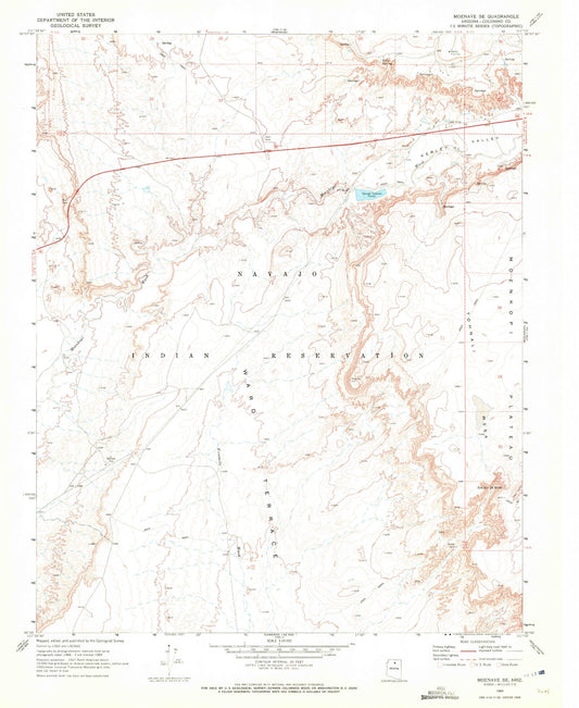 Classic USGS Moenave SE Arizona 7.5'x7.5' Topo Map Image