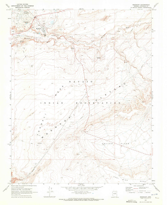 Classic USGS Moenkopi Arizona 7.5'x7.5' Topo Map Image