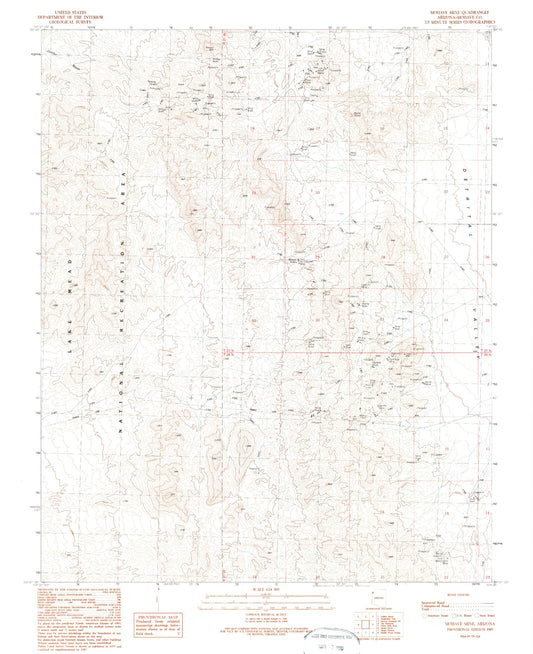 Classic USGS Mohave Mine Arizona 7.5'x7.5' Topo Map Image