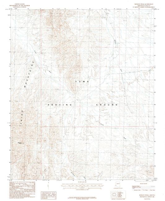 Classic USGS Mohave Peak Arizona 7.5'x7.5' Topo Map Image