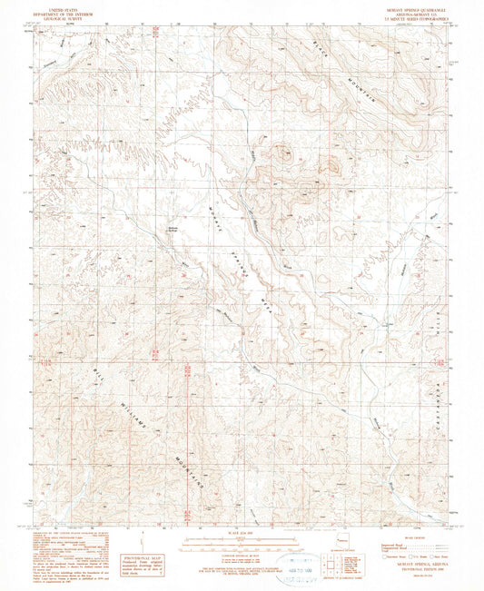Classic USGS Mohave Springs Arizona 7.5'x7.5' Topo Map Image