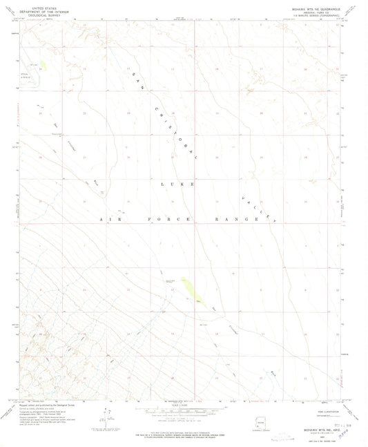 Classic USGS Mohawk Mountains NE Arizona 7.5'x7.5' Topo Map Image